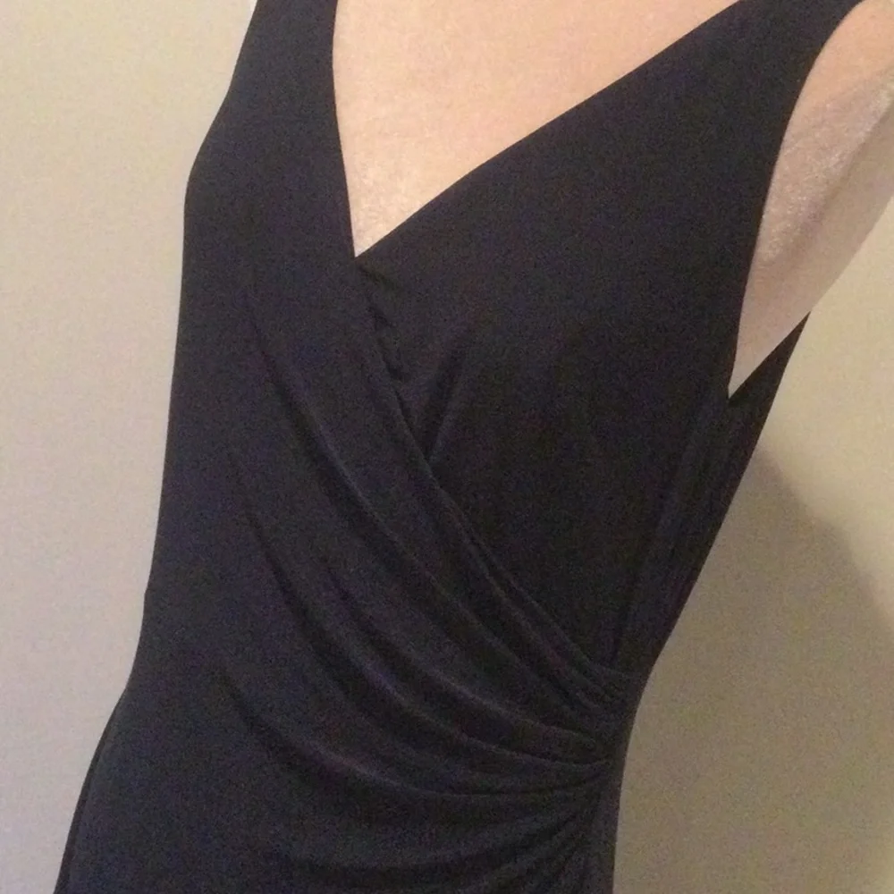 Ralph Lauren Navy Lace-Panel Jersey Gown Size 12 - Picture 10 of 13